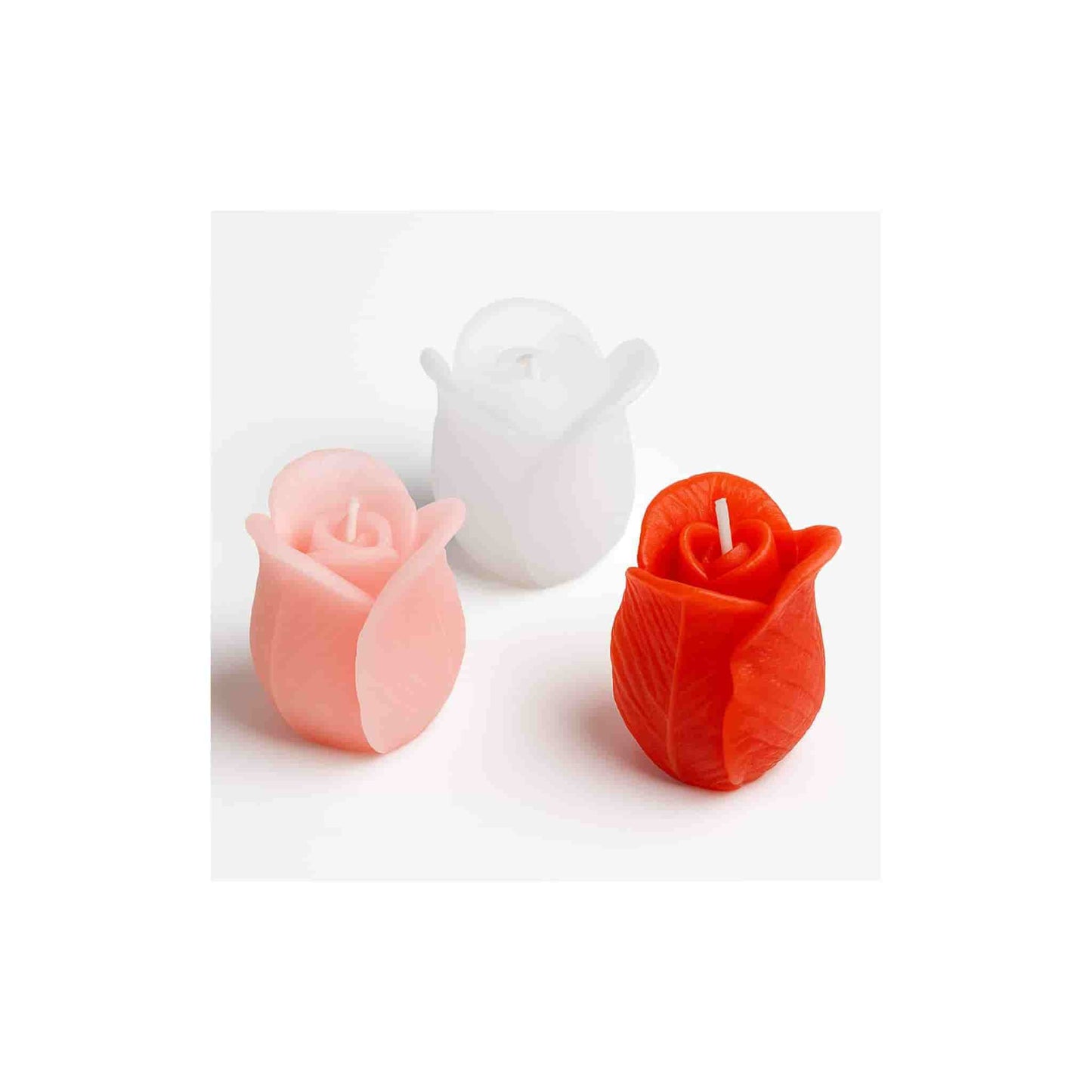 Set 3 Candele Profumate a Forma di Rosa in Cera Colorata