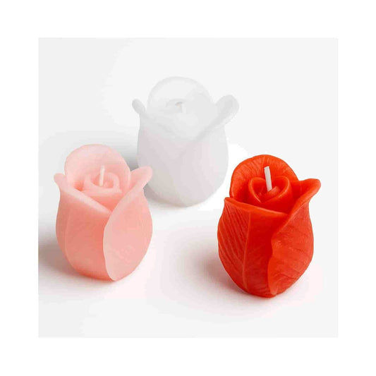 Set 3 Candele Profumate a Forma di Rosa in Cera Colorata