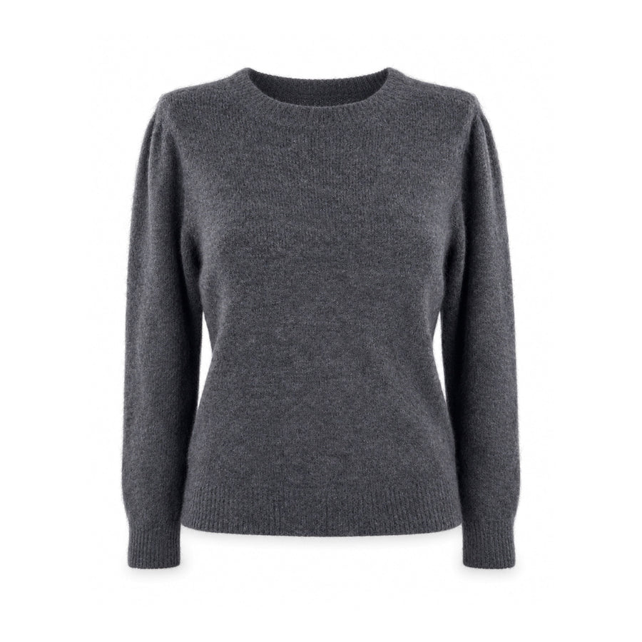 Maglia con maniche a sbuffo grigio antracite su sfondo bianco